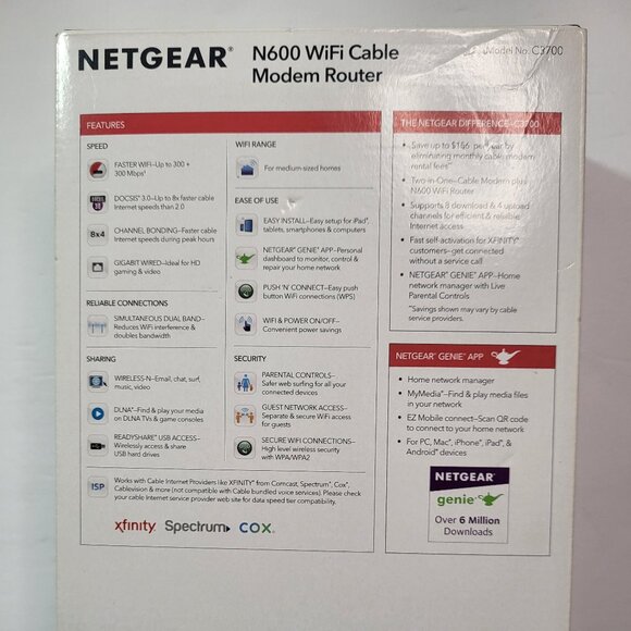 Netgear N600 WiFi Cable Modem Router 802. - Picture 2 of 7